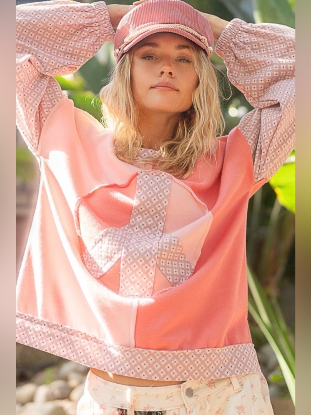 POL Pink Patchwork Sweatshirt